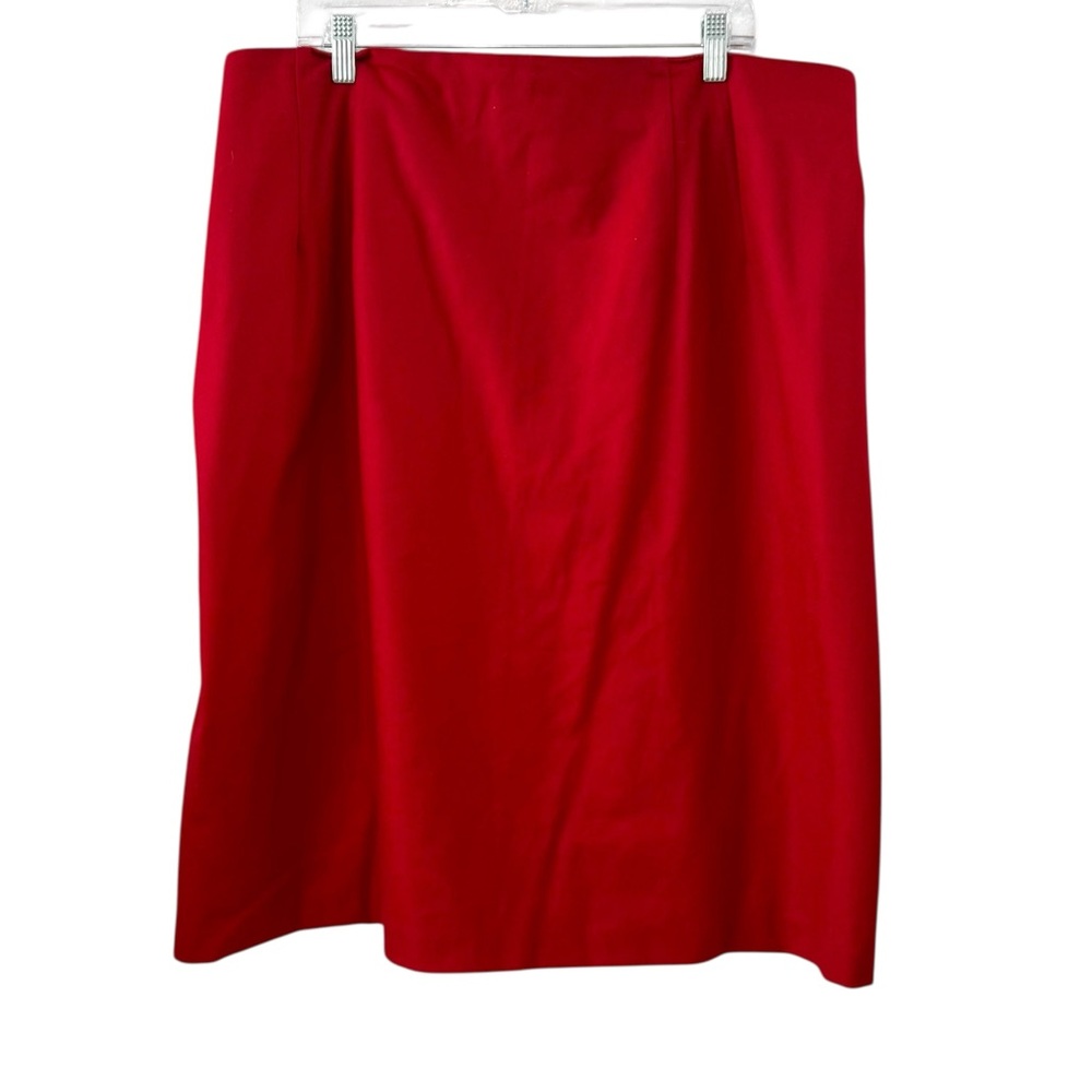 NWT Sag Harbor Woman 24W Red Wool Midi Skirt Lined Classic Work Career Plus Size